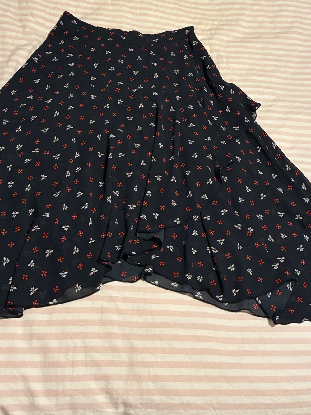 Navy Floral A-Line Skirt